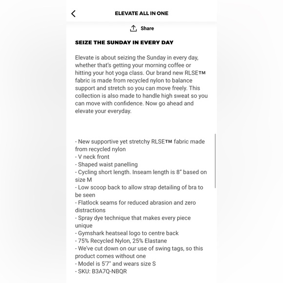 Gymshark Elevate All in One - Picture 3 of 3